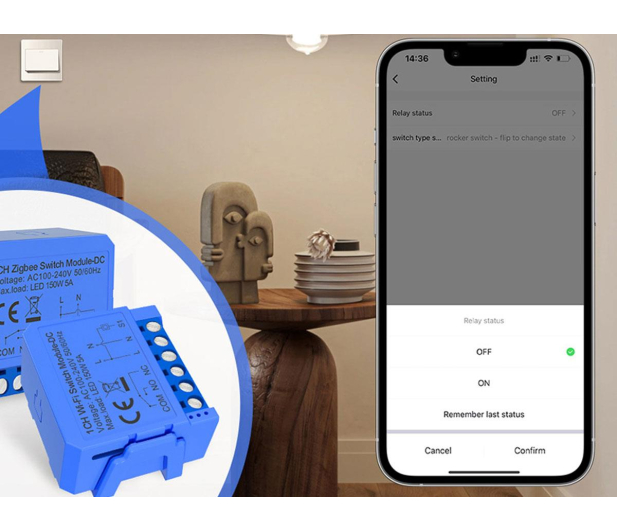 Avatto Inteligentny 1-kanałowy moduł przełącznika WiFi ze stykiem b - 1510598 - zdjęcie 7